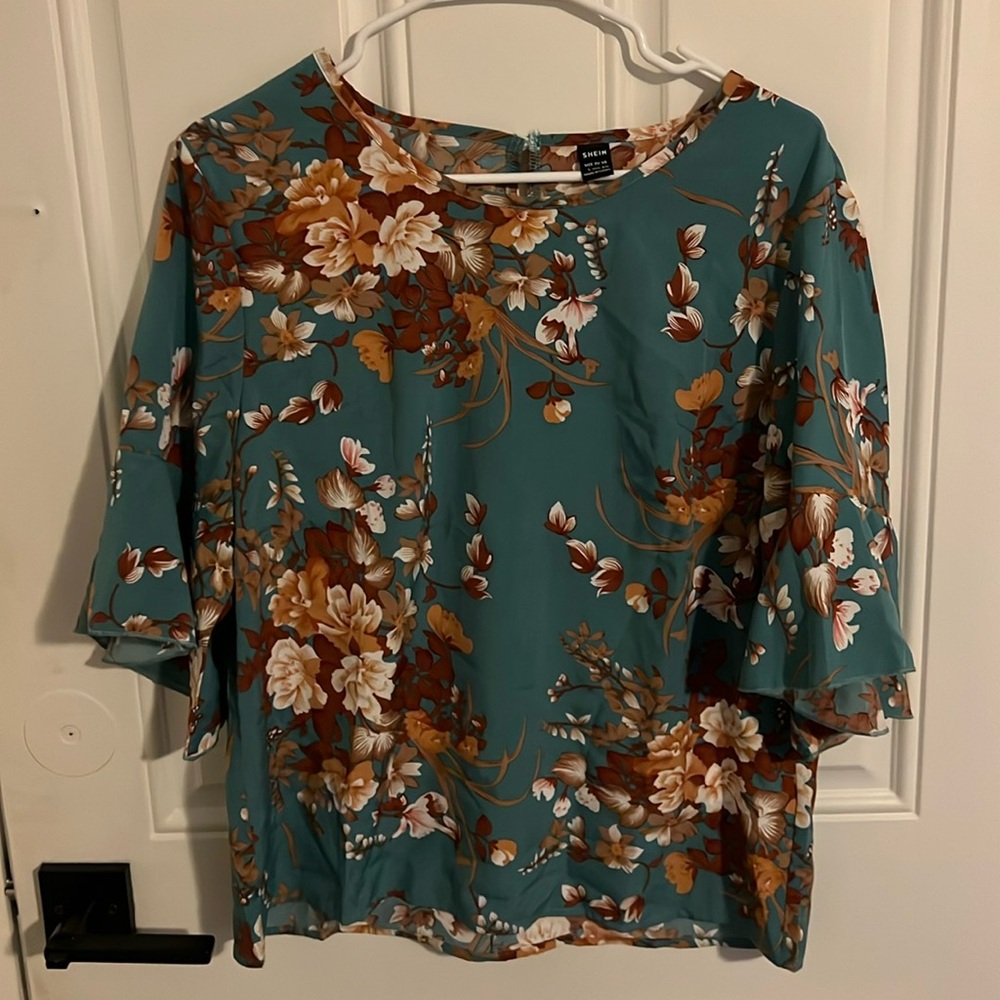 Blue Floral Blouse